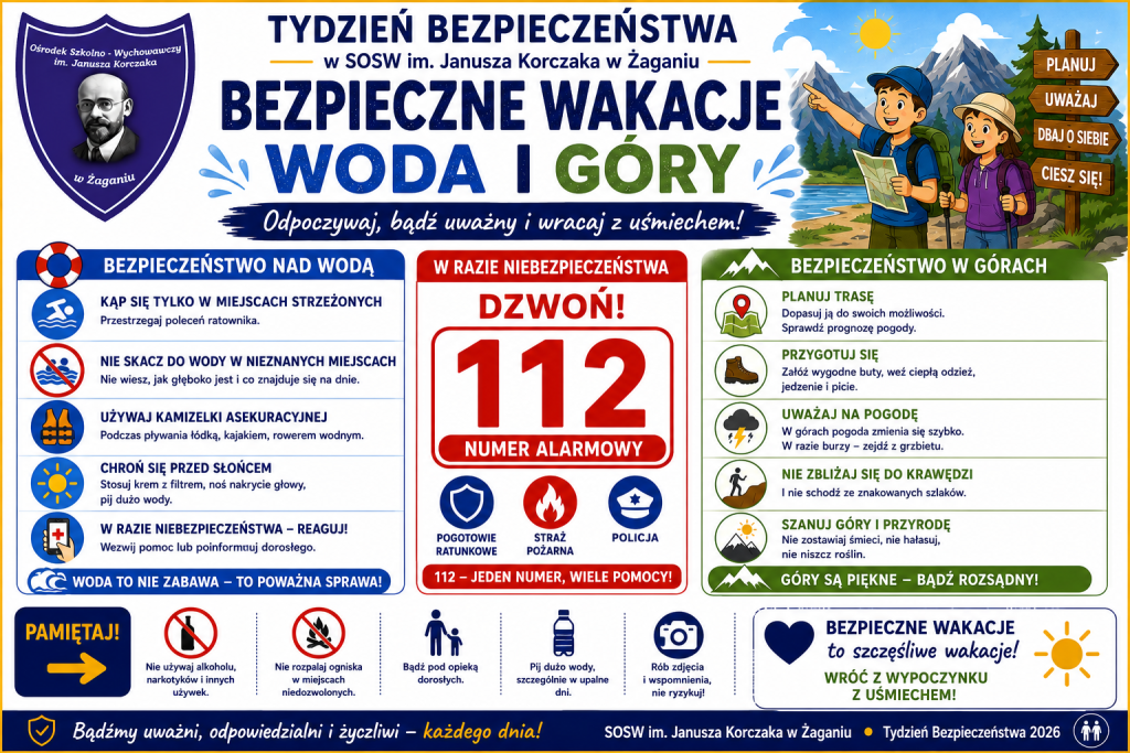 Bezpieczne wakacje - woda i góry - tydzień bezpieczeństwa